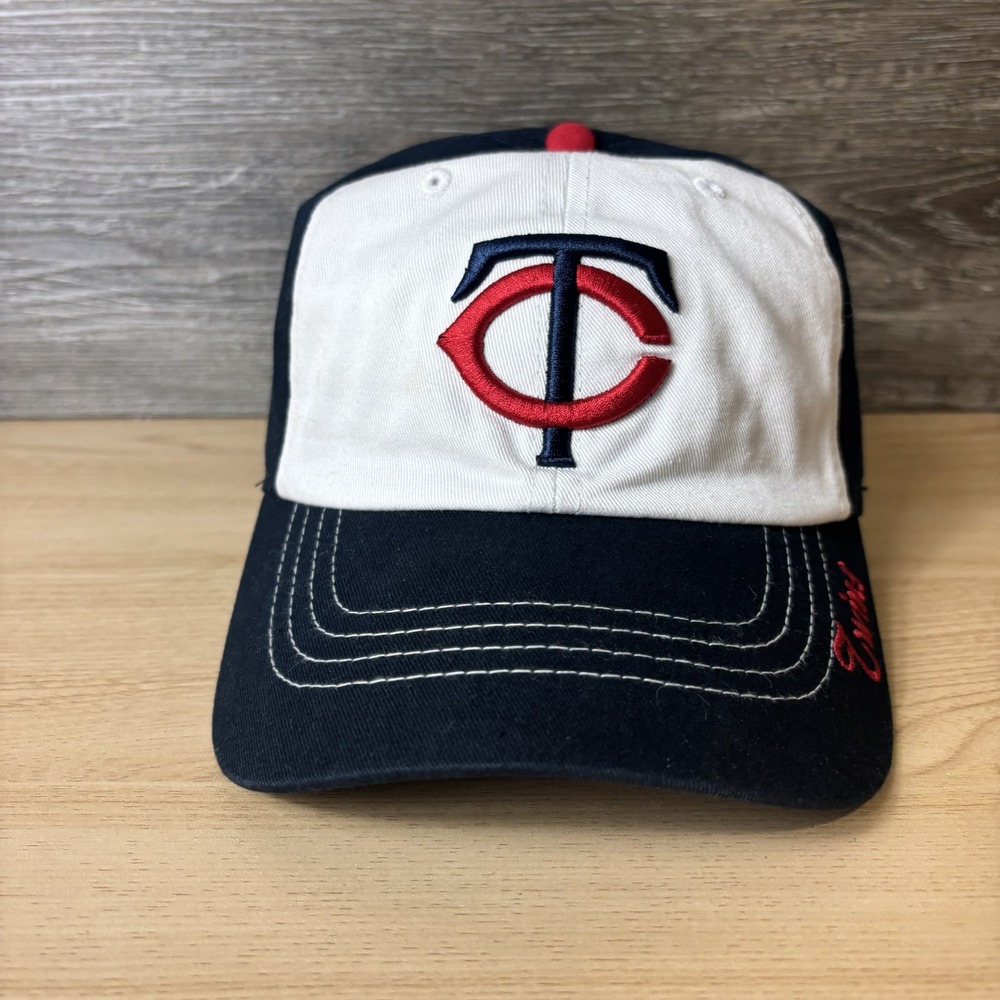 Minnesota Twins Hat Cap Strap Back Womens Navy White MLB Baseball Script Logo